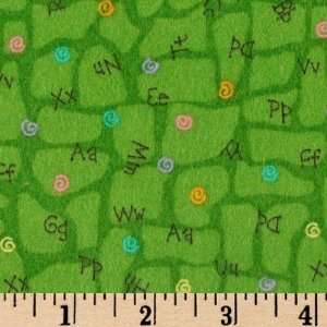  43 Wide Alpha Buddies Flannel Letters Green Fabric By 