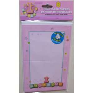    First Birthday Blocks Pink Printable Papers 8 pc Toys & Games