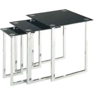  LSI Furniture Alta Nesting Tables with Black Glass Tops 