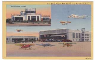 Providence Rhode Island RI State Airport Linen Postcard. Make 