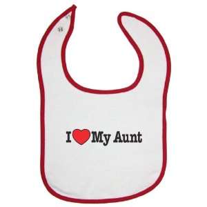  So Relative Red Piping Terry Cloth Baby Bib   I Love My 