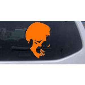 Skull Side View Skulls Car Window Wall Laptop Decal Sticker    Orange 