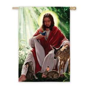  Evergreen   Jesus With Animals Flag Patio, Lawn & Garden