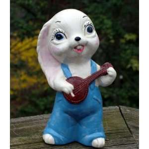   Ceramic Country Music Easter Bunny Rabbit with Banjo 