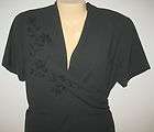 VIRGO PETITE  NEW BLACK WRAP DRESS  RIGHT FRONT OF TOP BEADED FLORAL 