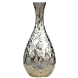   Pattern Silver Plated Ceramic Centerpiece Decorative Tall Vase Home