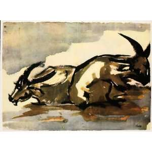  1966 Print Emil Nolde Antelopes Wildlife Watercolor 
