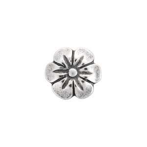 Bacio Italian Silver Bead Flower Silver Charm Six Petal . Compatible 