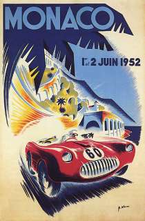 1952 MONACO CAR RACE MONTE CARLO poster REPRO POSTER  