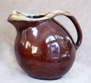 Vintage Hull Oven Proof Pitcher Made in USA Brown Drip Glaze 8 inch 