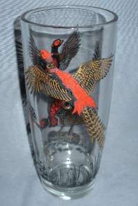 PHEASANT BIRD COCKTAIL SHAKER GLASS VINTAGE BARWARE  