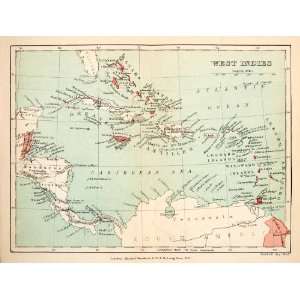   Antilles Cuba Haiti Art   Original Wood Engraved Map