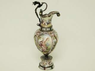 fine antique Viennese enamel and silver ewer; part of our silverware 