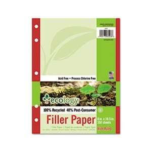Ecology Filler Paper, 16 lb., 8 x 10 1/2, Wide Ruled, White, 150 Sheet