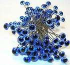 12 Pair 4mm BLUE GLASS EYES on wire