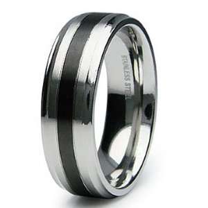  Stainless Steel Beveled Edges Mens Wedding Band Ring 8mm 