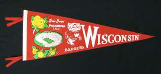 1960 Wisconsin Rose Bowl Game Pennant