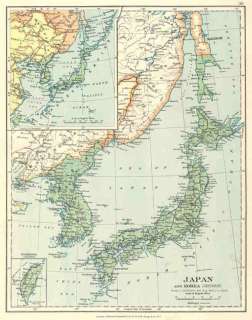 JAPAN + COREA Old vintage map. Edward STANFORD. Circa 1920. (Formosa 