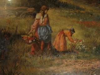 Two Sisters picking flowers by VICENTE ROSO  