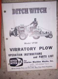1965 Ditch Witch VP30 Vibratory Plow Manual Part List E  