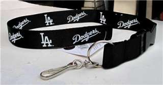 Los Angeles Dodgers All BLK Lanyard Key Chain ID Strap  