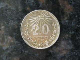 Mexico Silver Coin 20 centavos twenty cents Gold plated wedding arras 
