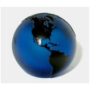   Designer Art Glass, Paper Weight Aqua/Black Globe