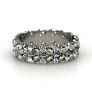    Wreath & Berry Band, Platinum Ring with Aquamarine Jewelry