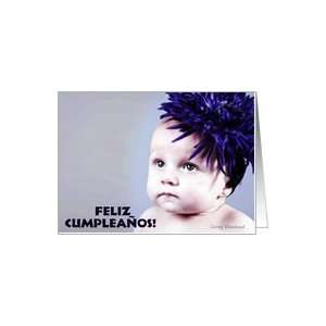 Feliz Cumpleanos (baby w/blue flower) Card