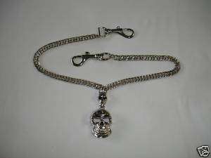 Two Skull Silver Color Metal Jean Wallet Key Chain New  