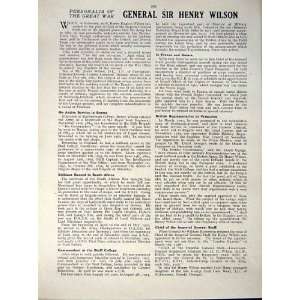 World War 1917 18 Sir Henry Hughes Wilson Imperial