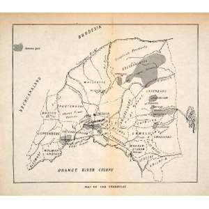   Area Orange River Colony Johannesburg Vaal   Original Lithographed Map