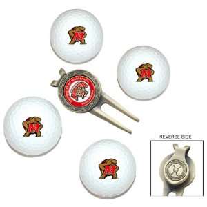 Maryland Terrapins 4 Golf Ball Divot Tool/Ball Marker Gift Set   Golf 
