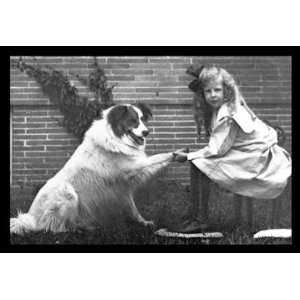  Girl Shaking Hands with Dog 20x30 Poster Paper