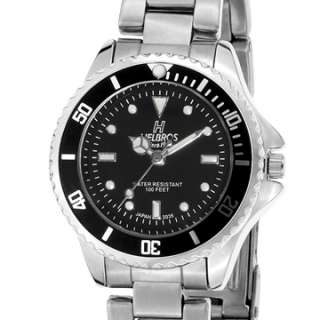 Helbros Ladies Diver Silver Tone Black Dial Watch  