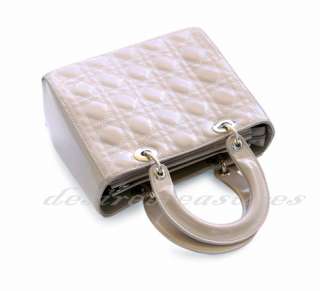 Luxury Genuine Italian Varnish Calf Leather Bag Beige  