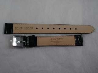 Ladies 14mm Elysee Black Leather Watch Band  