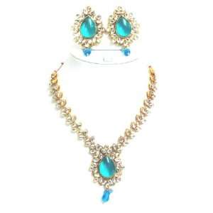  Indian Jewelry Beautiful Faux Stone Polki Necklace Set 