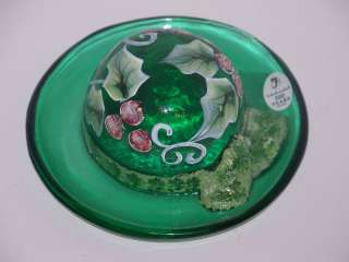 Fenton Glass Emerald Berries & Holly Green Hat  