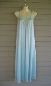 Vanity Fair Womens Aqua Nylon Lace Long Nightgown S Pet  