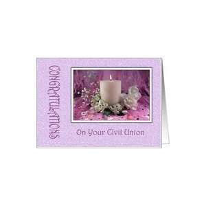 Civil Union   Candle & Flowers Card