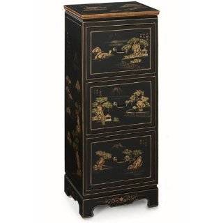 Hand painted Milieu 3 drawer File Cabinet, THREE DRAWER, BLACK 