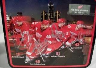 Detroit Red Wings Hockey NHL Metal Lunch Box Autograph  