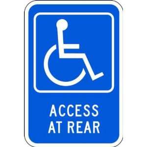 Zing Eco Parking Sign, ACCESS AT REAR with Picto, 12 Width x 18 