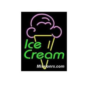  Neon Sign, Ice Cream Sign, Green, Yellow and Purple 