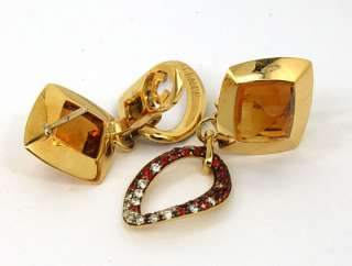 VALENTE ITALIAN SIGNED 18K GOLD DIAMONDS & CITRINE EARRINGS NWT RETAIL 