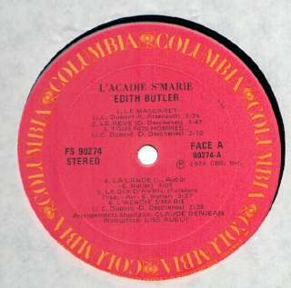 Edith Butler LAcadie SMarie LP VG++ Canada Columbia  