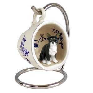  Chihuahua Blue Tea Cup Dog Ornament   Tri Color