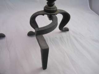 Vintage Cast Iron Brass Andirons  