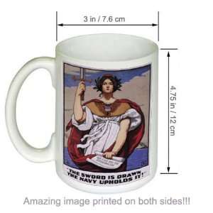  Sword Is Drawn Navy Upholds It WW1 US Vintage COFFEE MUG 